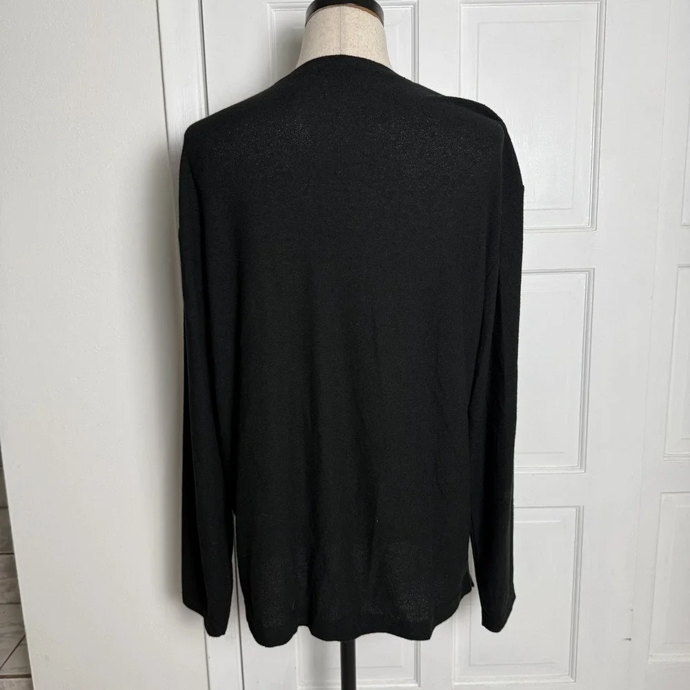 Claiborne Sweater Mens XL Black V‎ Neck Long Sleeve Pullover Knit Made USA Soft